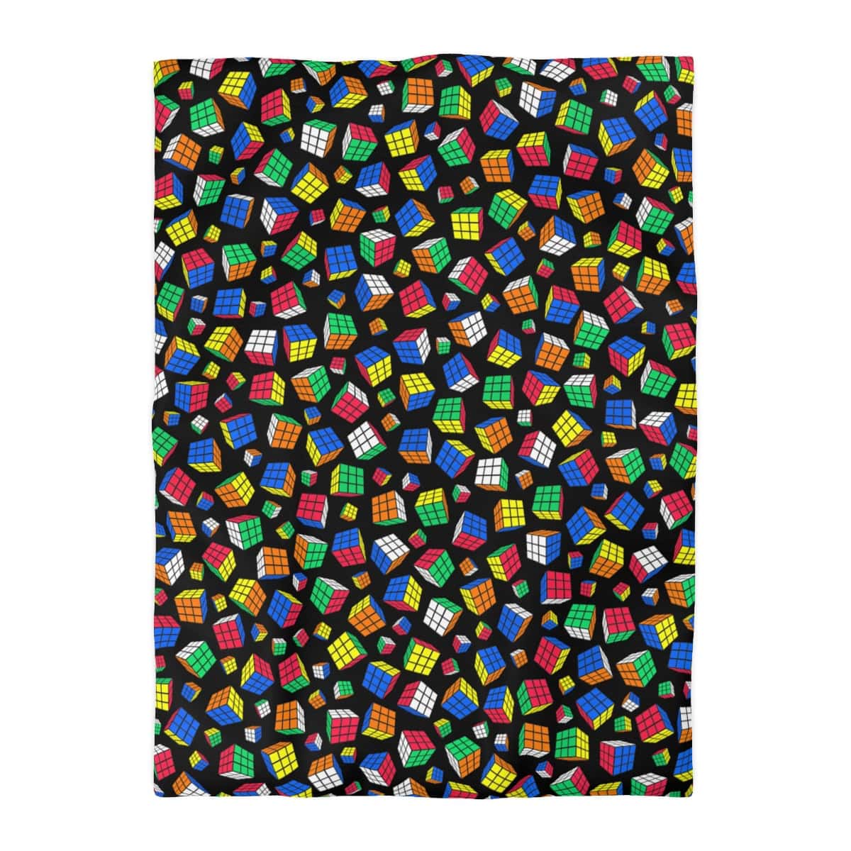 Cubes All Over Duvet Cover - Rubik's Cube Duvet Cover with a Black Background - Image 7