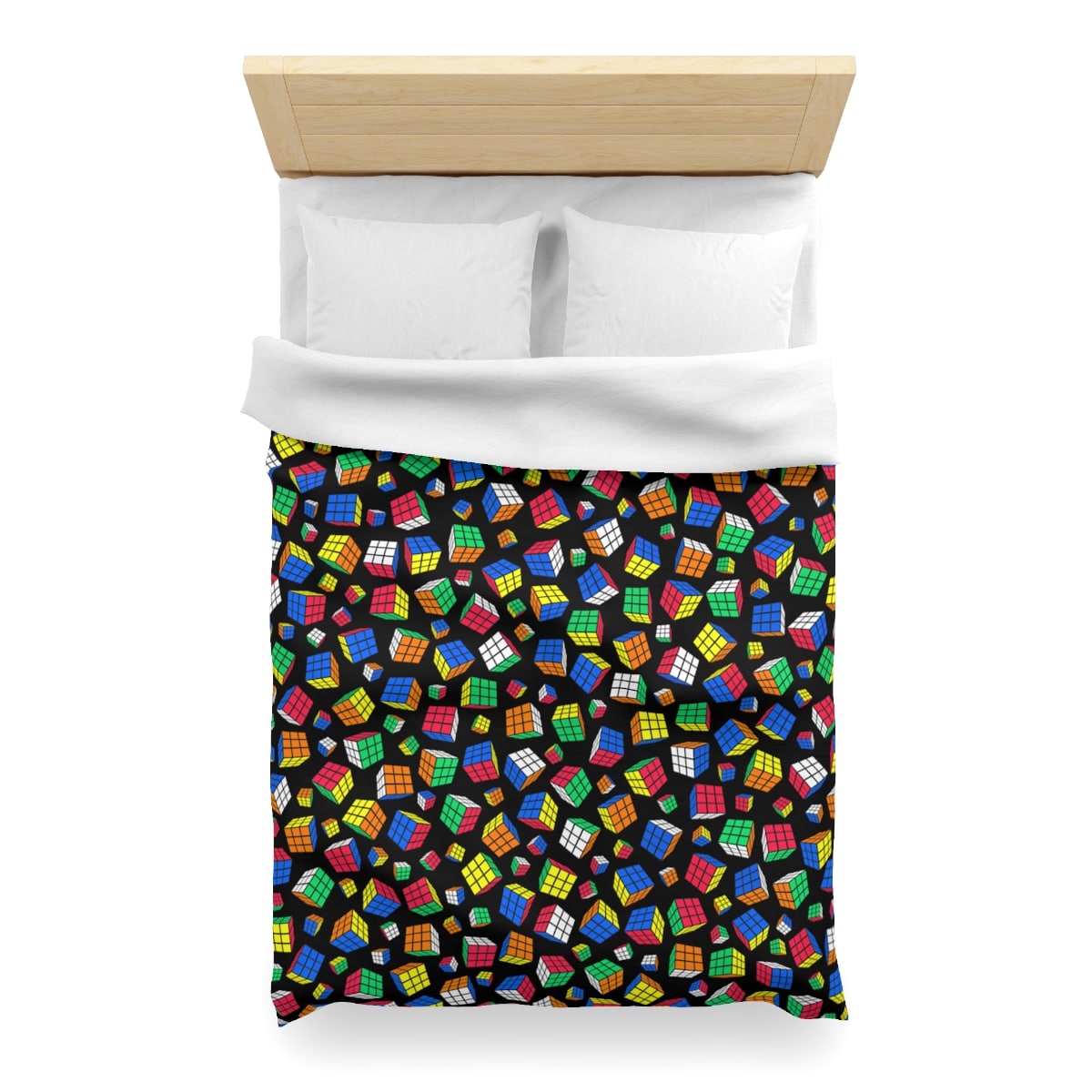Cubes All Over Duvet Cover - Rubik's Cube Duvet Cover with a Black Background - Image 11