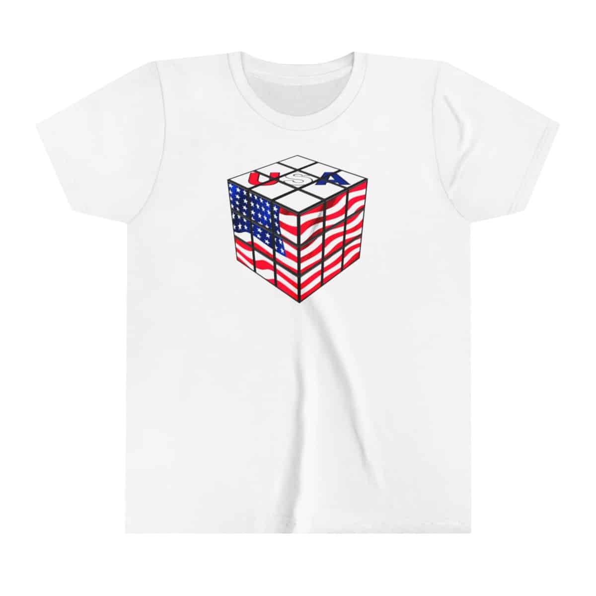 USA Flag Cube - (Kids Sizes) American Flag Rubik's Cube T-Shirt - Image 3