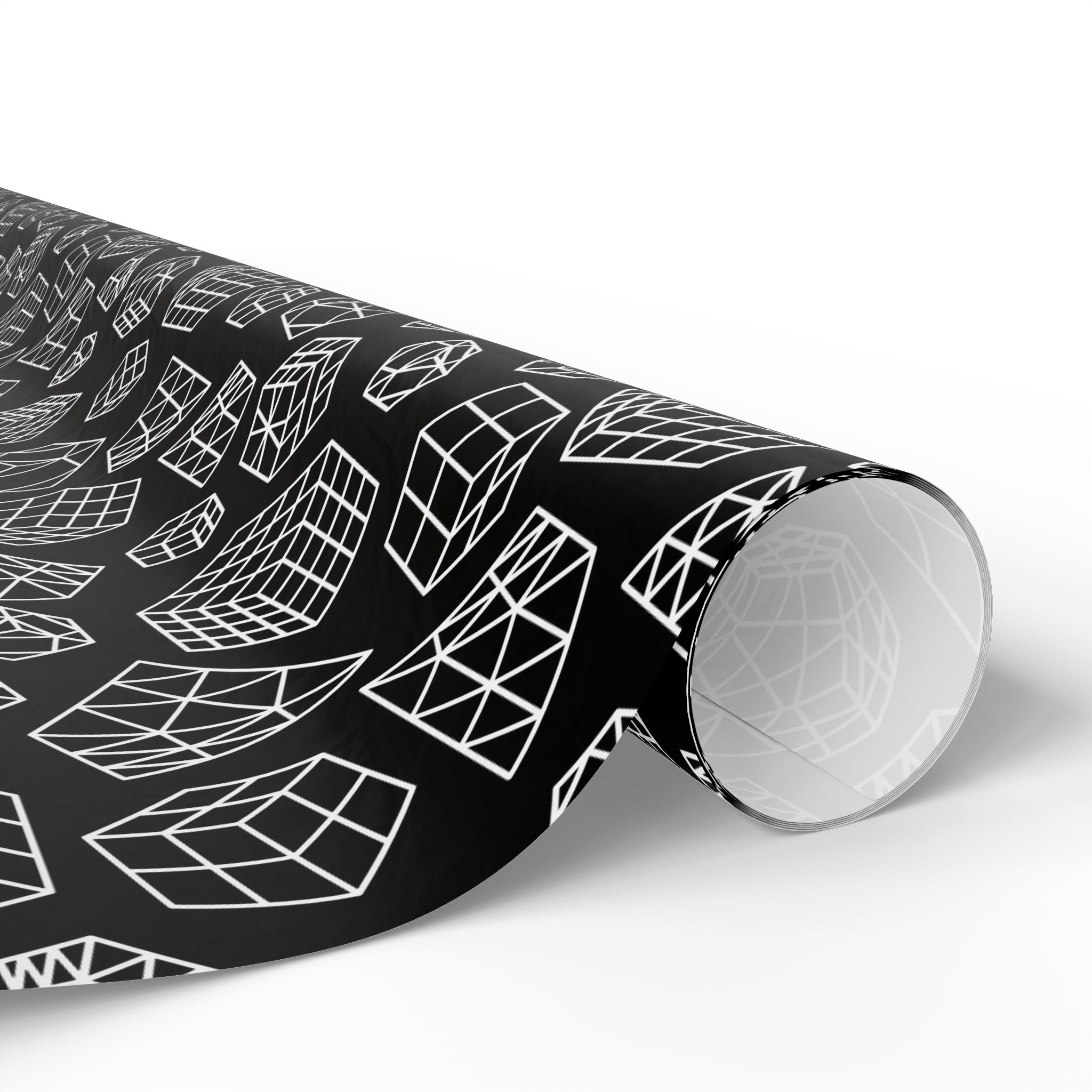 Monochrome Line Art Cubes Rubik's Cube Gift Wrap