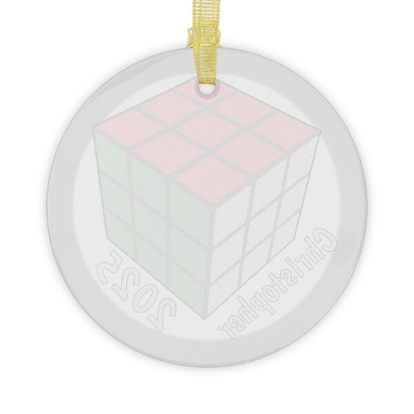 Personalized Rubik's Cube Christmas Ornament - Custom Name Clear Glass Ornament - Image 3