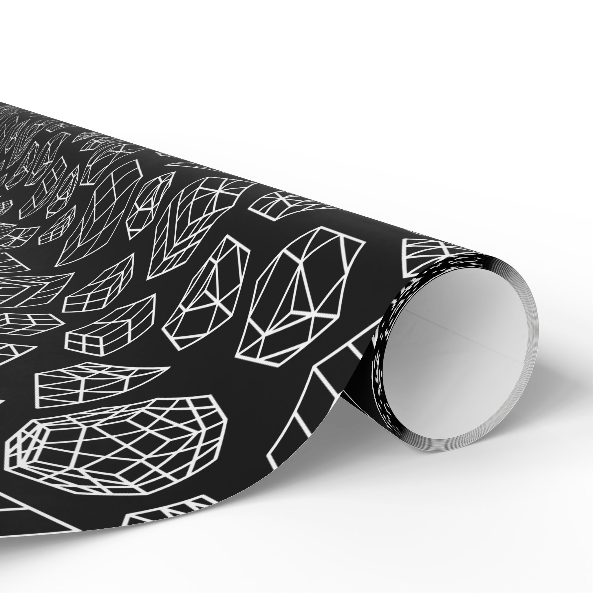 Monochrome Line Art Cubes Rubik's Cube Gift Wrap - wrapping paper, holiday, birthday - Image 6
