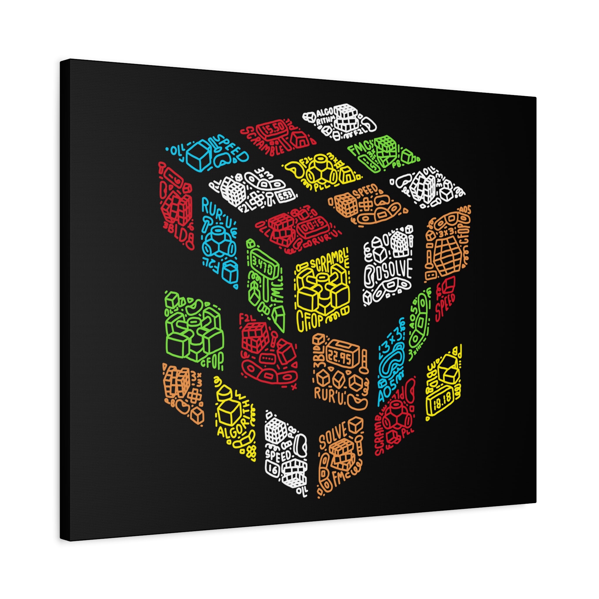 Rubik's Cube Art - Doodle Cube - Canvas Gallery Wrap - Image 10