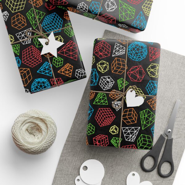 Line Art Cubes Rubik's Cube Gift Wrap - wrapping paper, holiday, birthday - Image 11