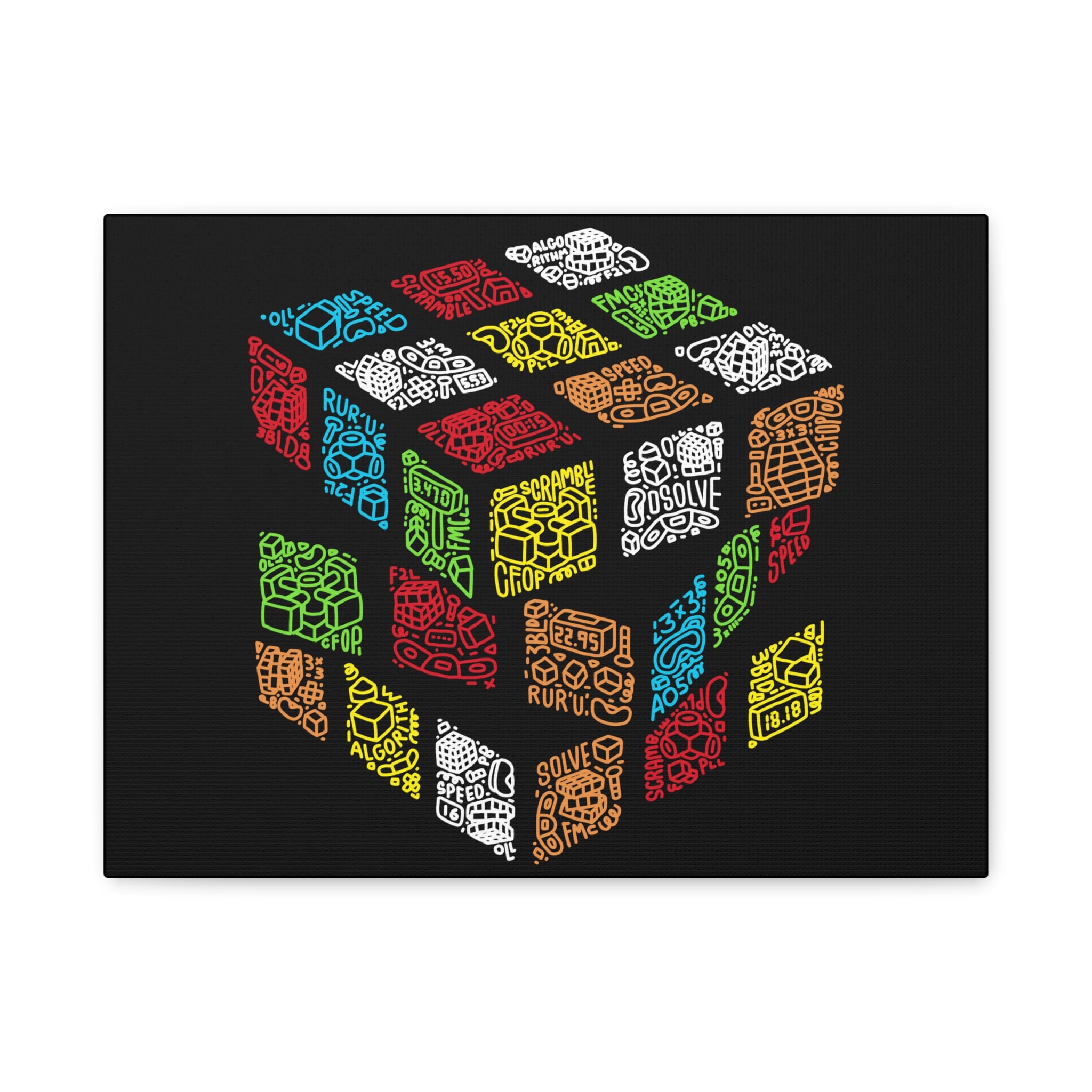 Rubik's Cube Art - Doodle Cube - Canvas Gallery Wrap