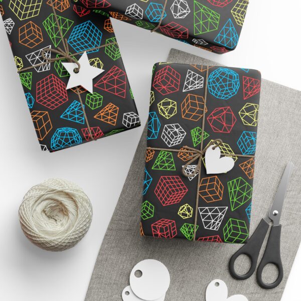 Line Art Cubes Rubik's Cube Gift Wrap - wrapping paper, holiday, birthday - Image 7