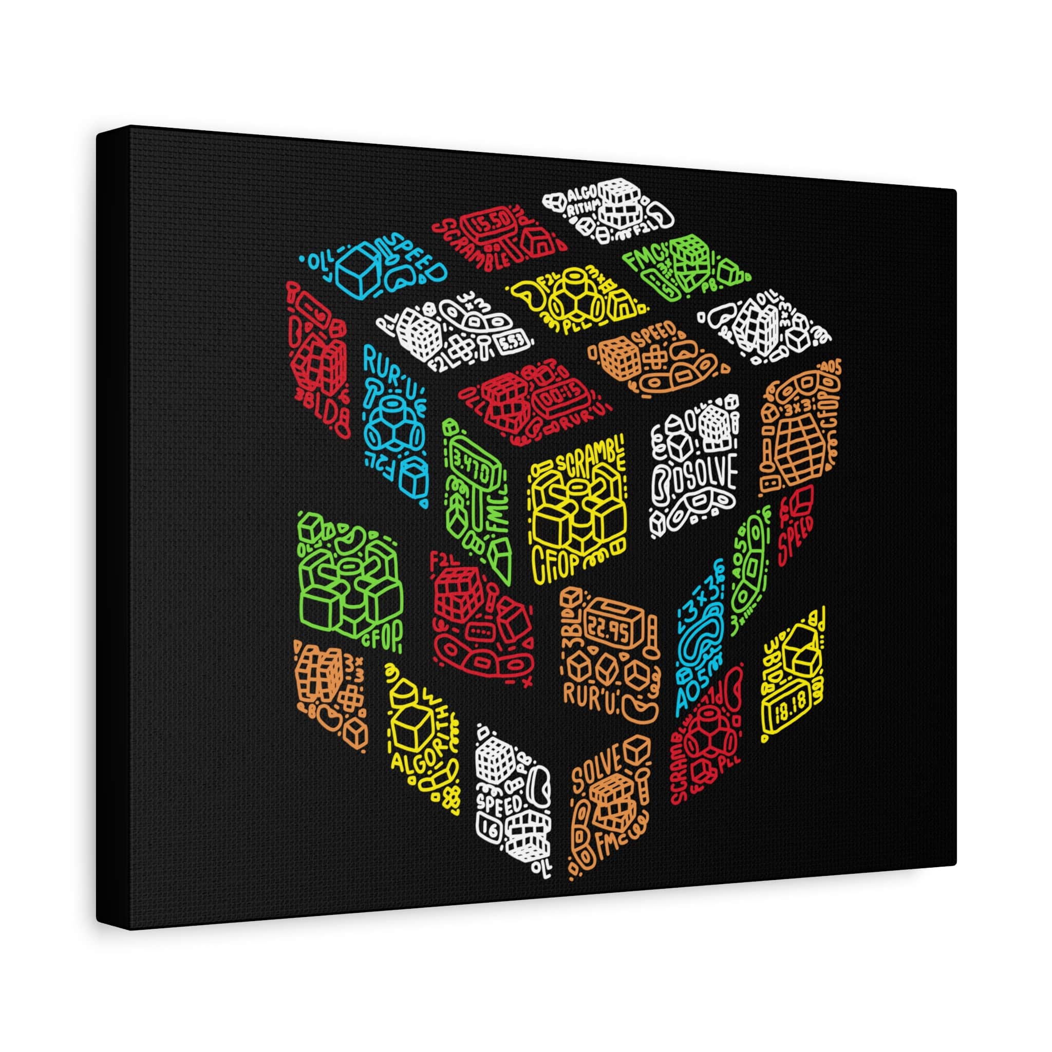 Rubik's Cube Art - Doodle Cube - Canvas Gallery Wrap - Image 2