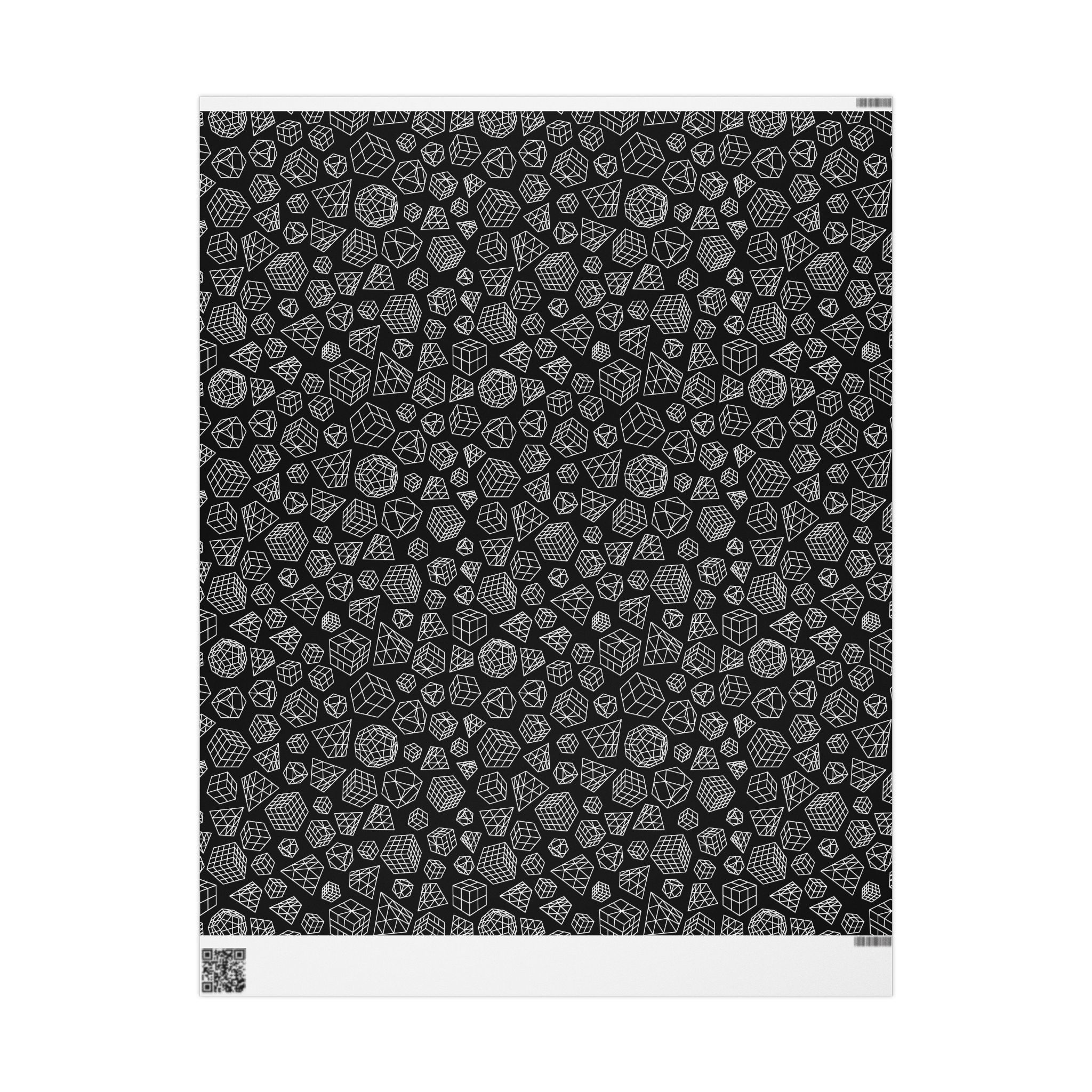 Monochrome Line Art Cubes Rubik's Cube Gift Wrap - wrapping paper, holiday, birthday - Image 2