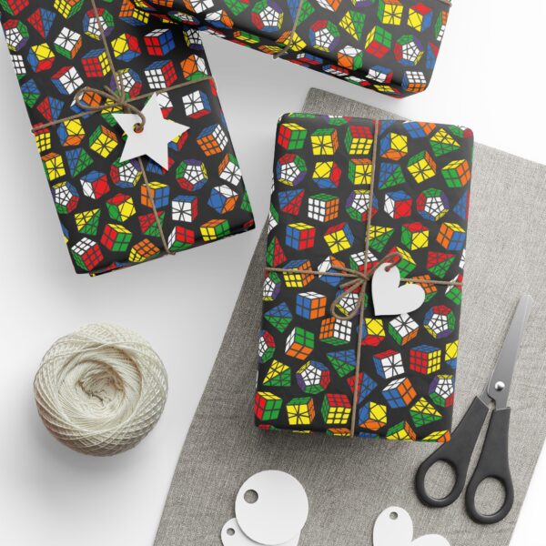 Pyraminx, Megaminx, Skewb and Square-1 Rubik's Cube Gift Wrap - Present Wrapping Paper, Christmas, Holiday, Birthday - Image 3