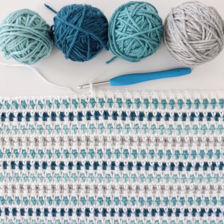 Crochet Speckled Moss Stitch Baby Blanket