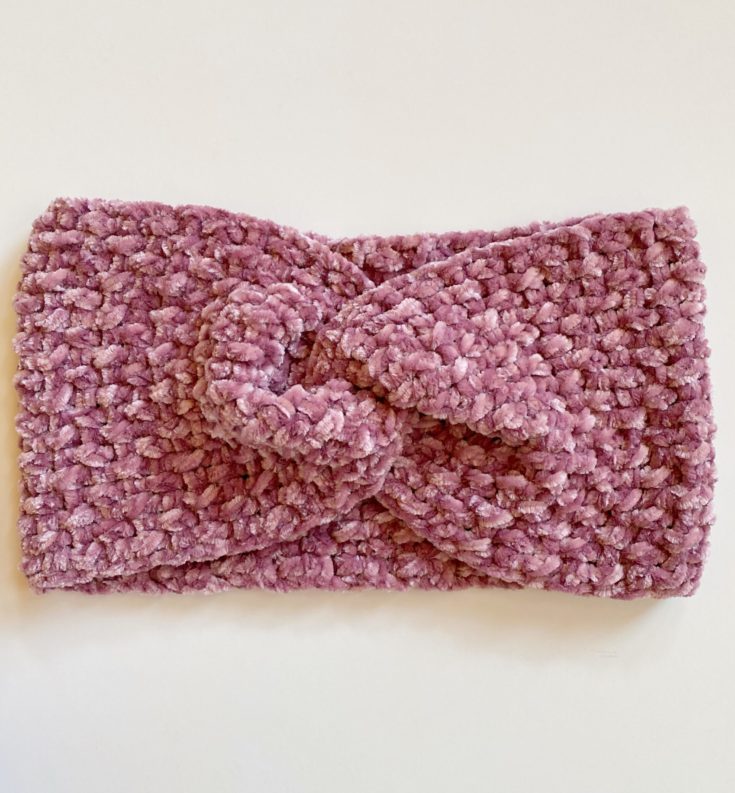 Crochet Mini-Basketweave Velvet Twist Headband