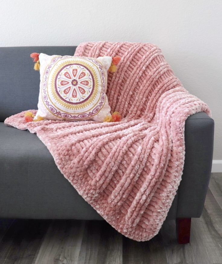 Crochet Velvet Post Lines Throw