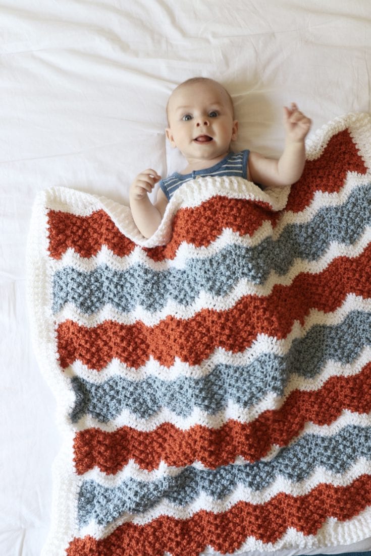 Crochet Crunch Stitch Ripple Blanket