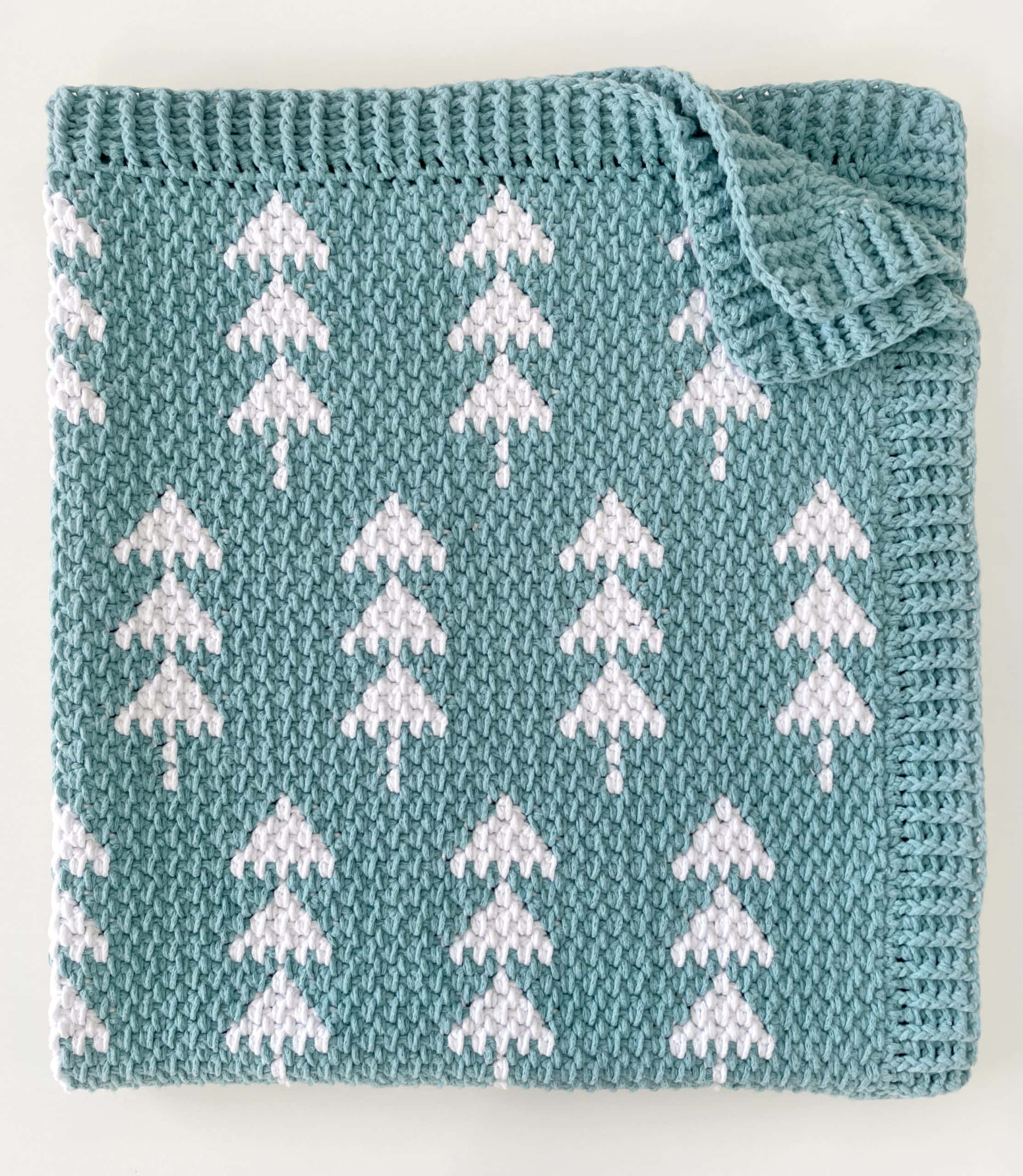 Crochet Winter Trees Baby Blanket