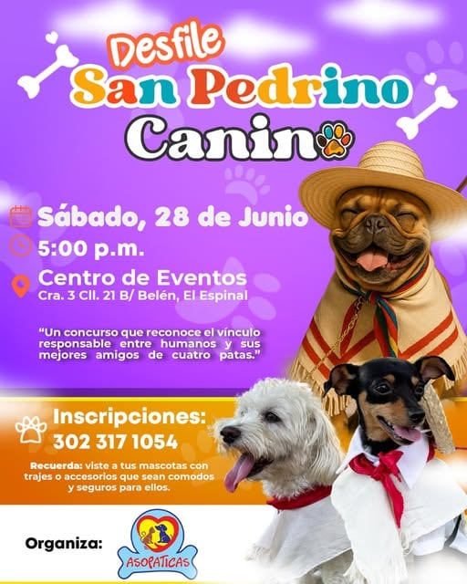 El desfile más tierno del Festival de San Pedro: ¡San Pedrino Canino llega al Espinal! El desfile más tierno del Festival de San Pedro: ¡San Pedrino Canino llega al Espinal!