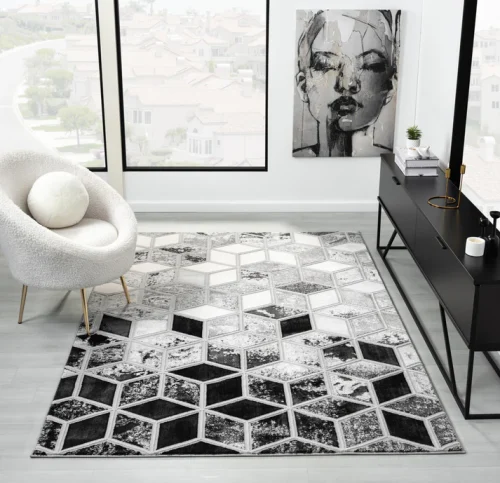 Vogue Rug, Grey Cubes