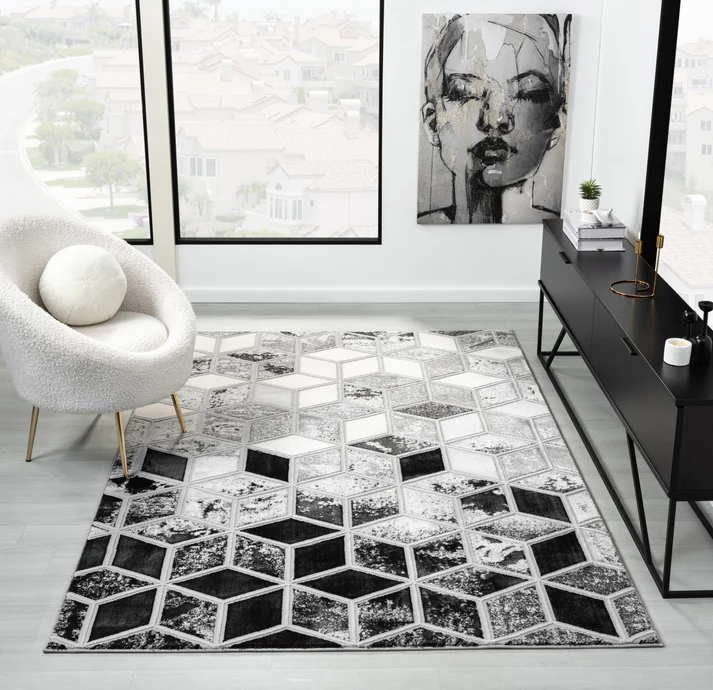 Vogue Rug, Grey Cubes