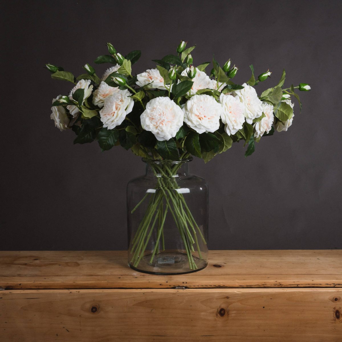 Artificial Garden Rose Spray, White - 68cm x 16cm