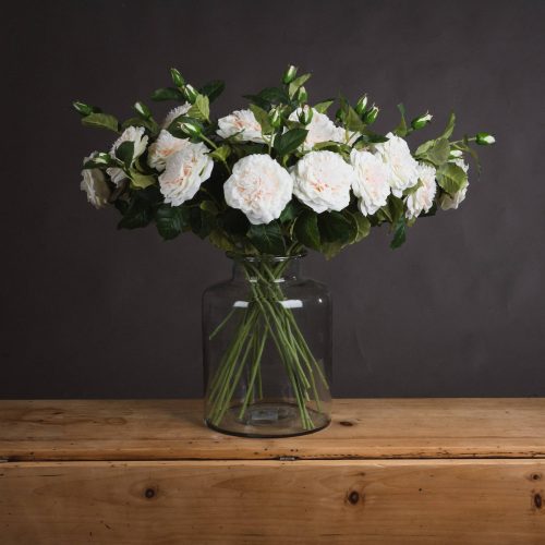 Artificial Garden Rose Spray, White - 68cm x 16cm