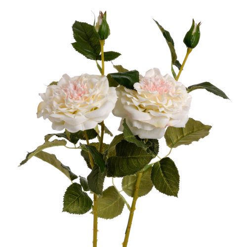 Artificial Garden Rose Spray, White - 68cm x 16cm