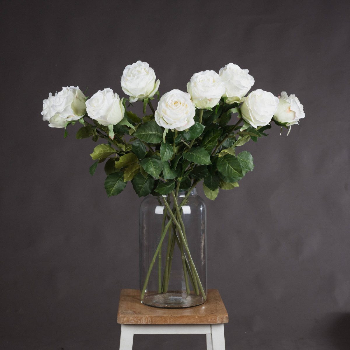 Artificial Traditional Rose, White - 71cm x 9cm