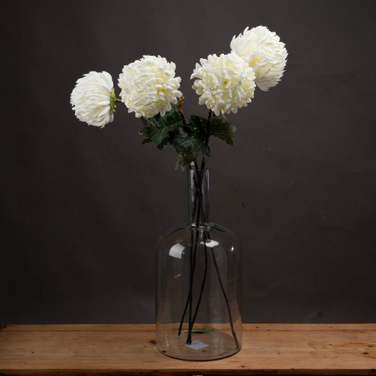 Artificial Large Chrysanthemum, White - 87cm x 15cm