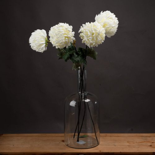 Artificial Large Chrysanthemum, White - 87cm x 15cm