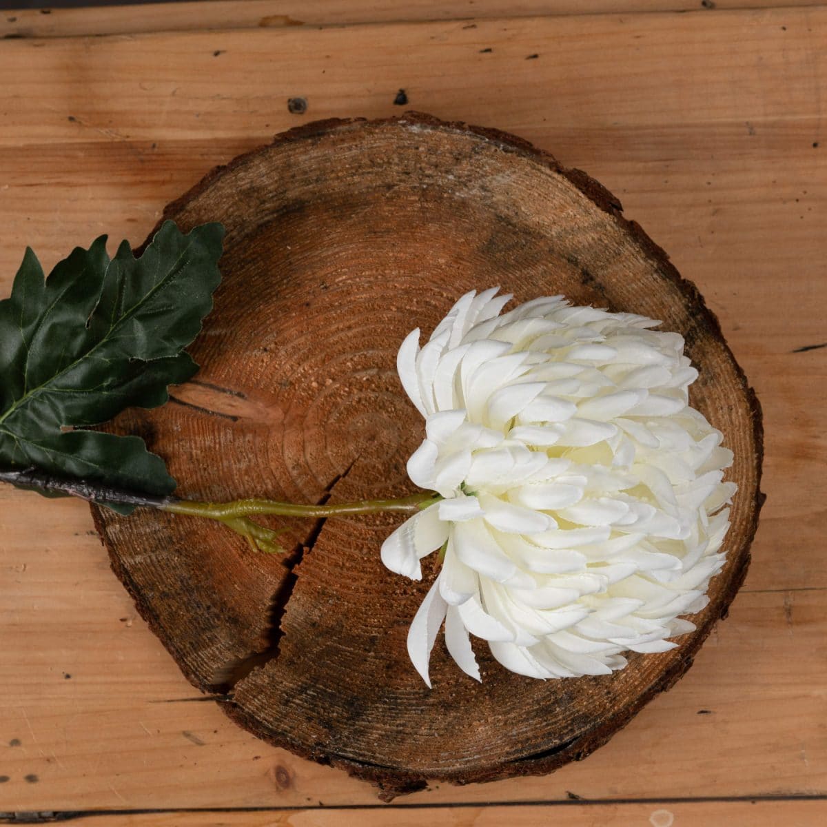 Artificial Large Chrysanthemum, White - 87cm x 15cm
