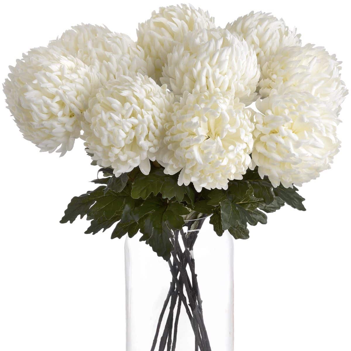 Artificial Large Chrysanthemum, White - 87cm x 15cm