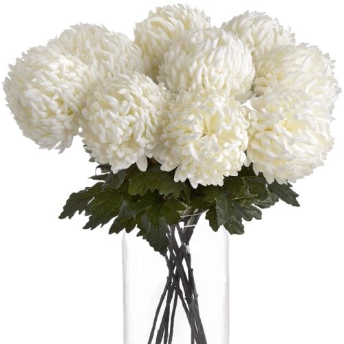 Artificial Large Chrysanthemum, White - 87cm x 15cm