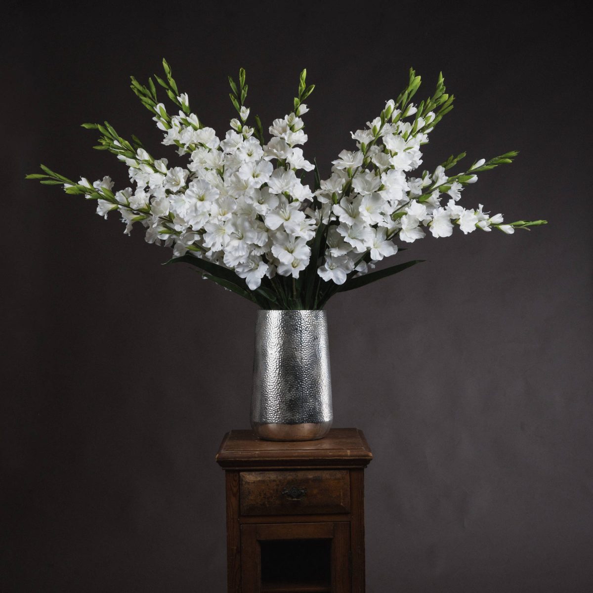 Artificial Gladioli, White - 108cm x 11cm
