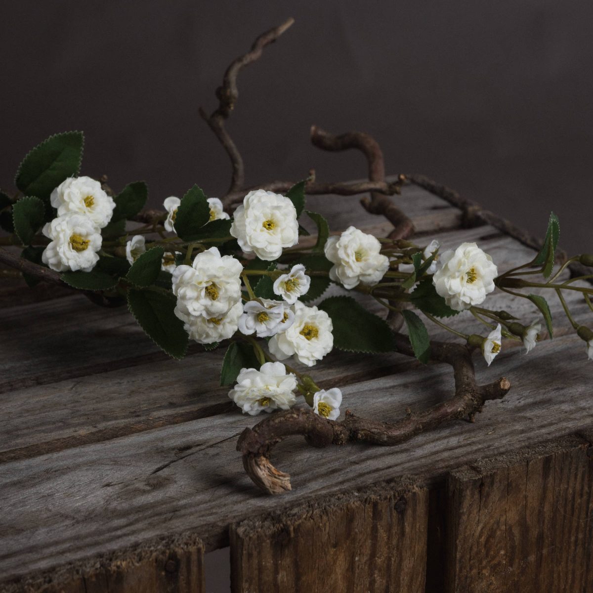 Artificial Wild Meadow Rose, White - 74cm x 15cm