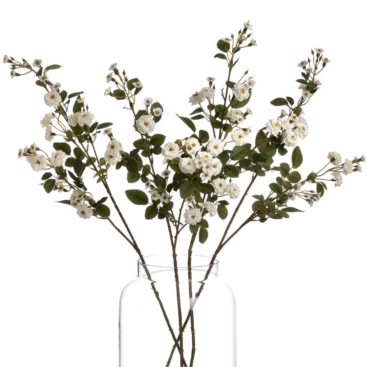 Artificial Wild Meadow Rose, White - 74cm x 15cm