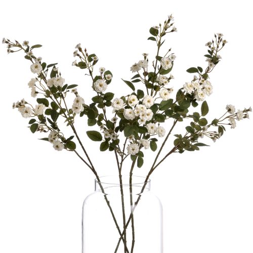 Artificial Wild Meadow Rose, White - 74cm x 15cm