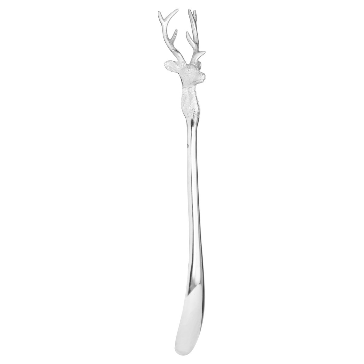 Silver Nickel Stag Head Shoe Horn - 53cm x 10cm