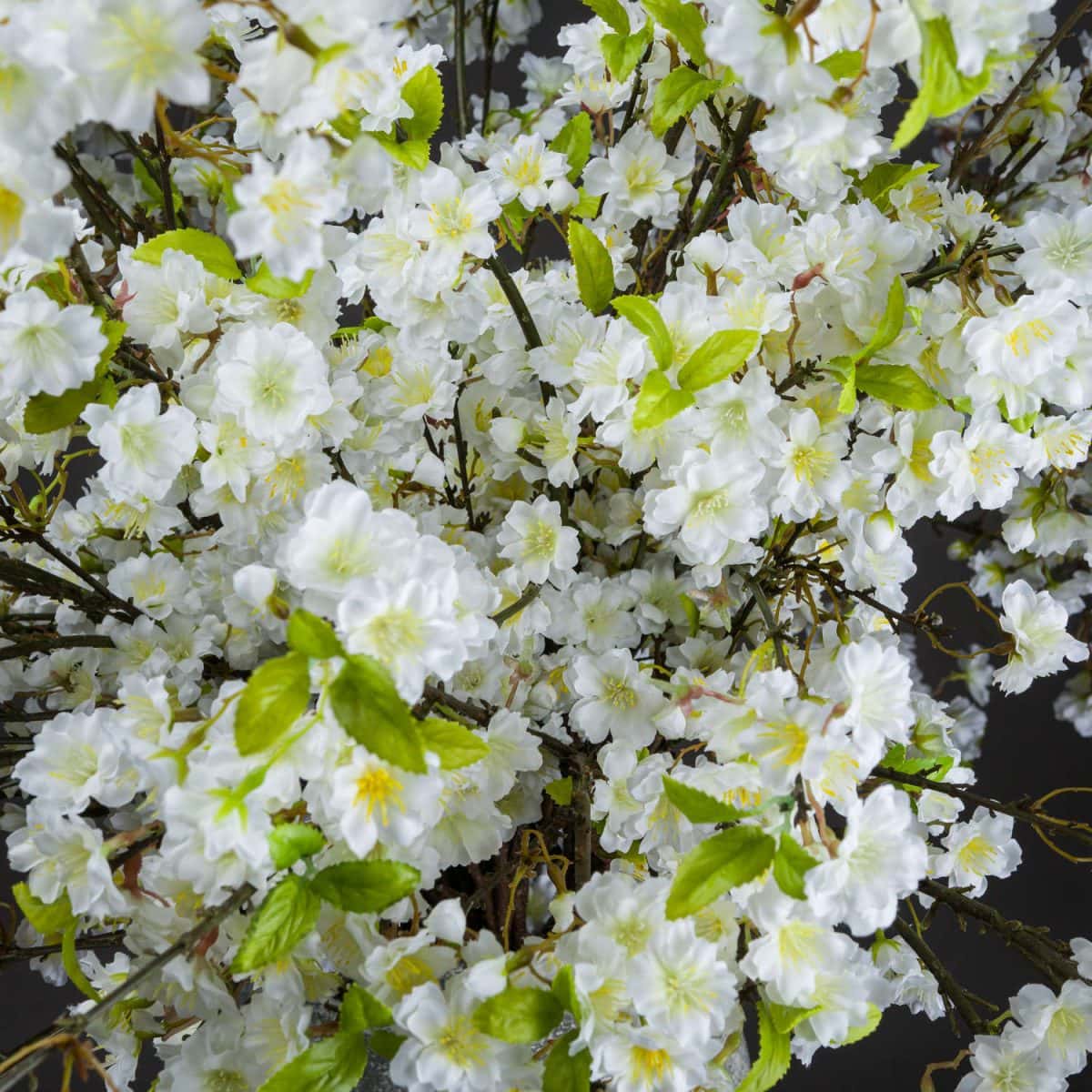 Artificial Cherry Blossom Spray, White - 124cm x 28cm
