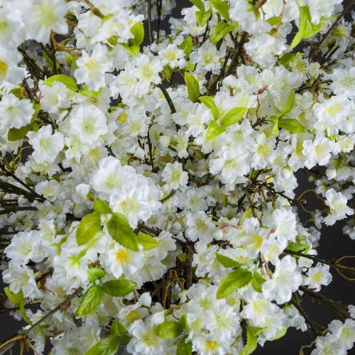 Artificial Cherry Blossom Spray, White - 124cm x 28cm