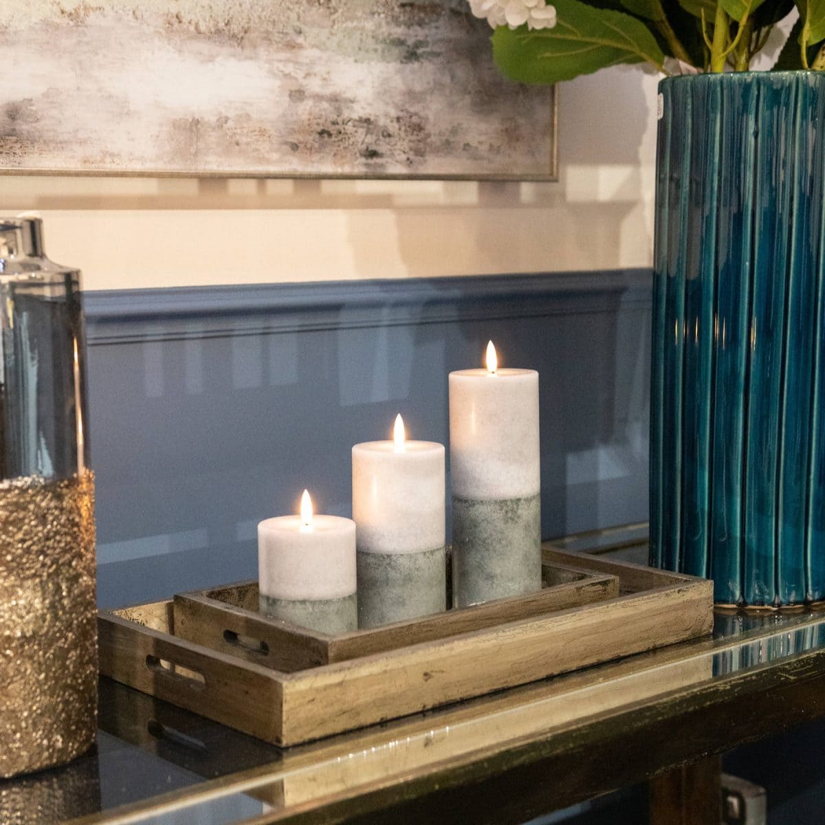 Signature Collection Natural Glow LED Candle, Stone - 10cm x 7cm