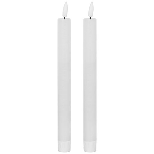 Signature Collection Natural Glow LED Dinner Candles, White - 25cm x 2cm