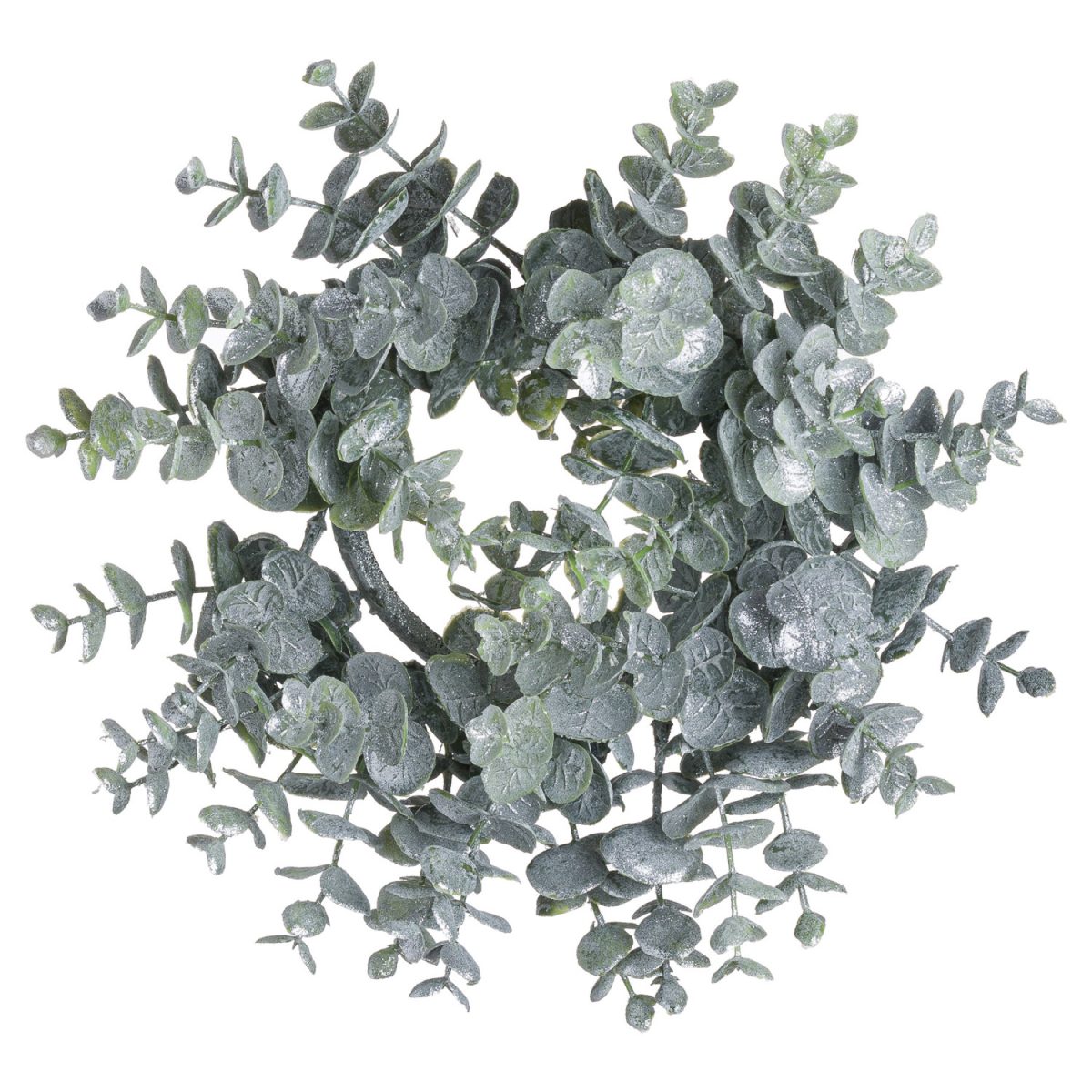 Medium Frosted Eucalyptus Candle Wreath - 8cm x 28cm x 28cm