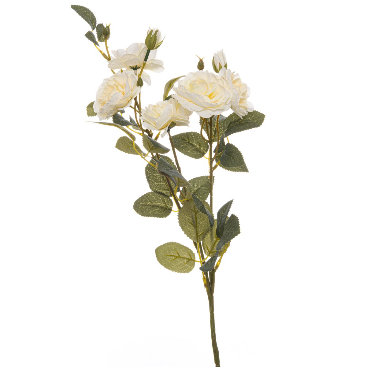 Artificial Cottage Rose Stem, Soft White - 53cm x 8cm