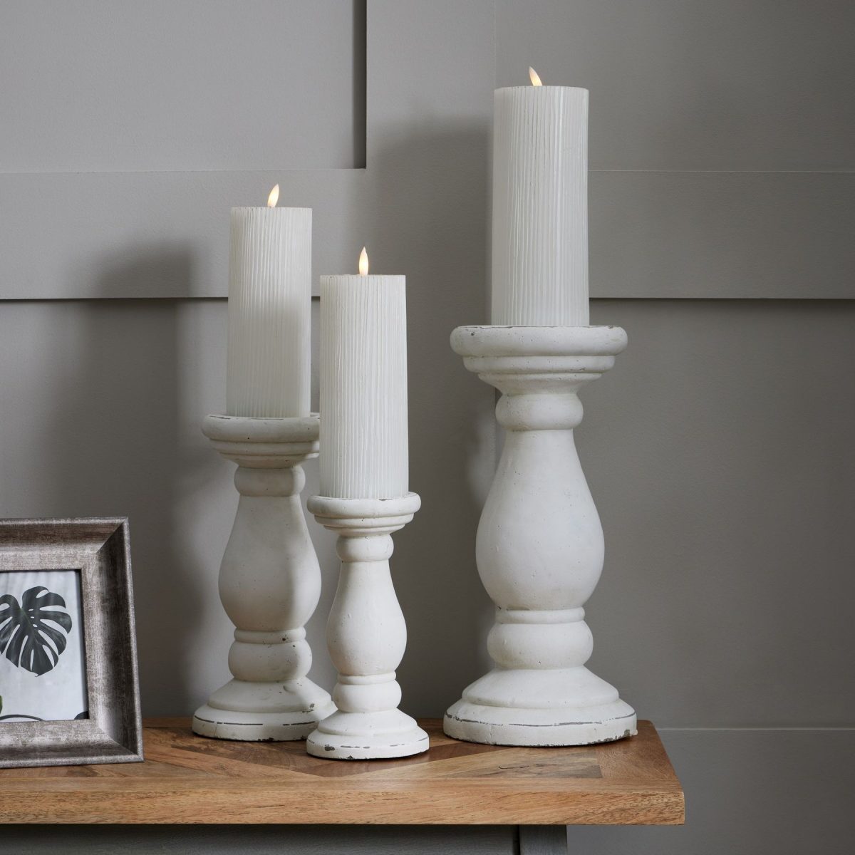 Corno White Ceramic Candle Holder, Large - 38cm x 18cm