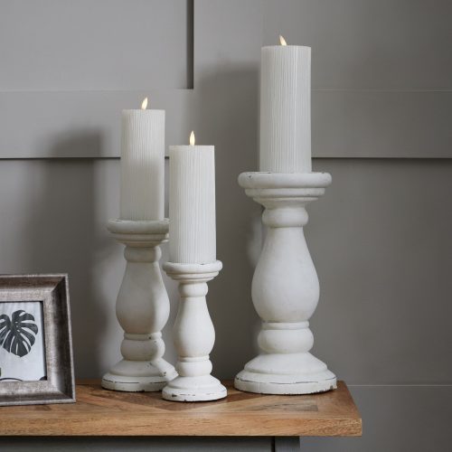 Corno White Ceramic Candle Holder, Large - 38cm x 18cm