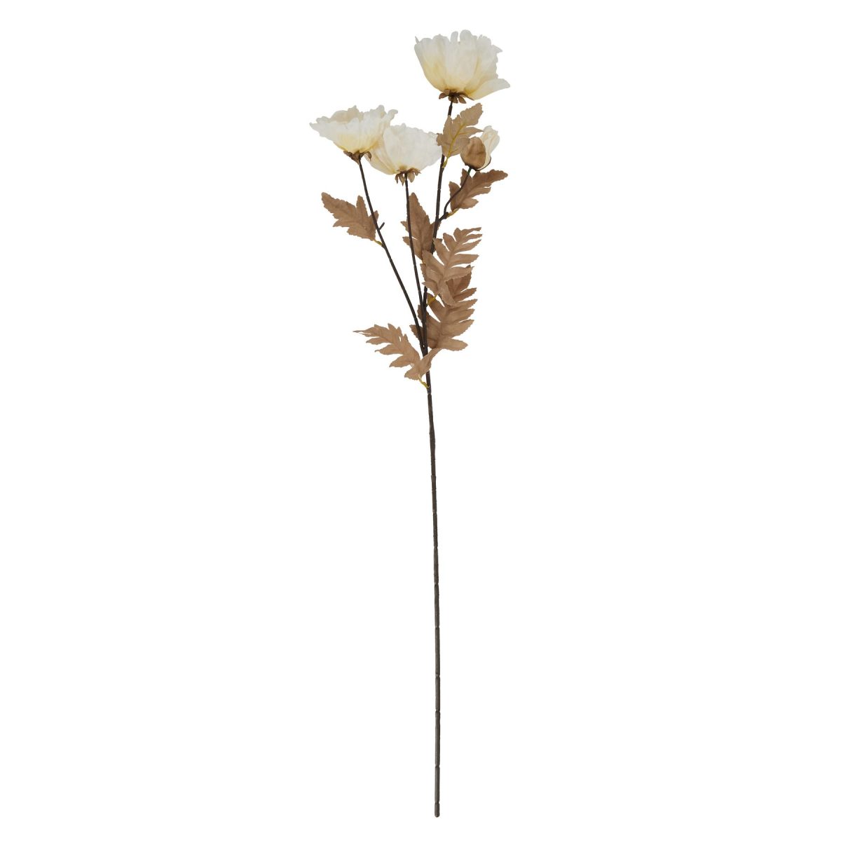 Artificial Poppy Stem, White - 105cm