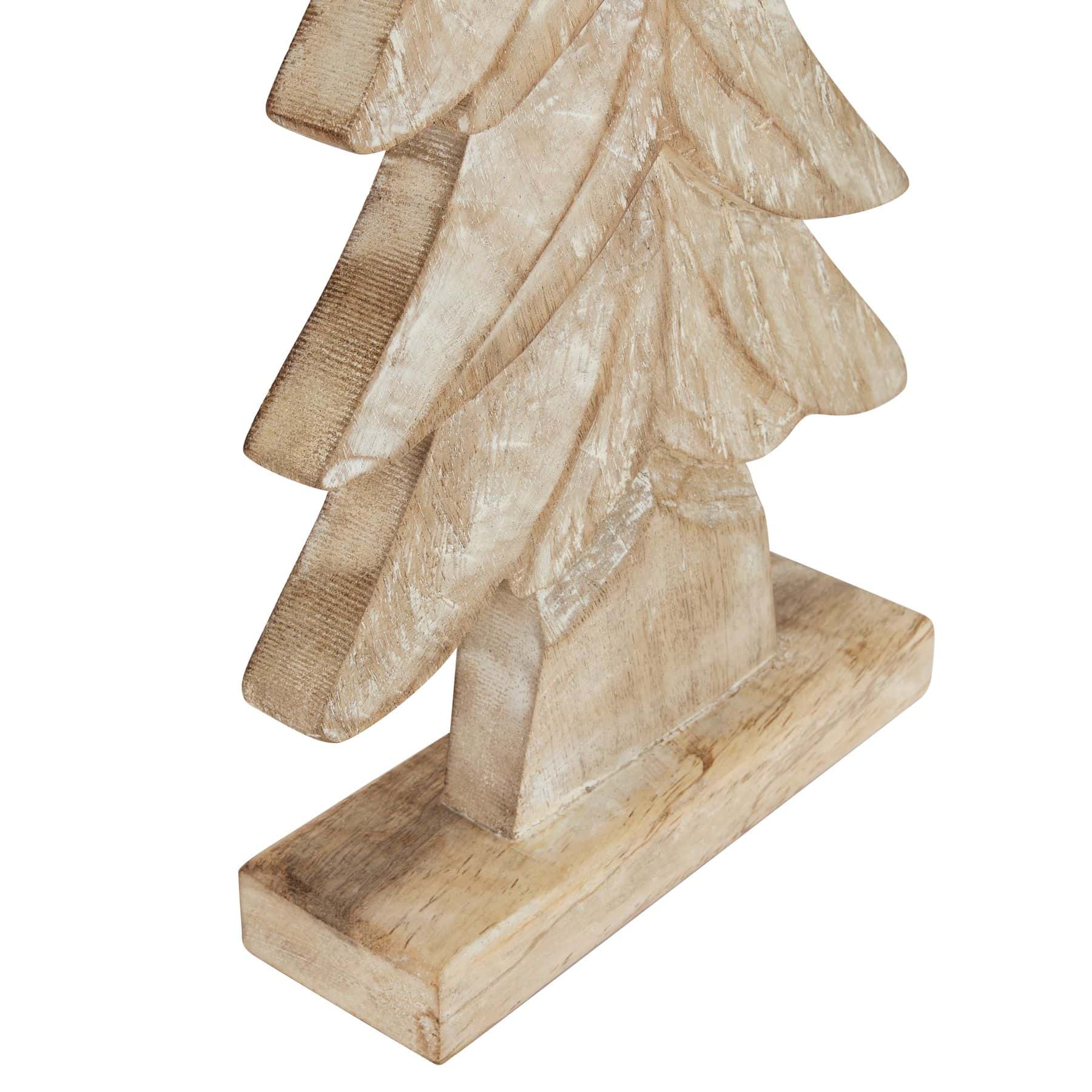 Carved Wood Christmas Tree - 5cm x 14cm x 43cm