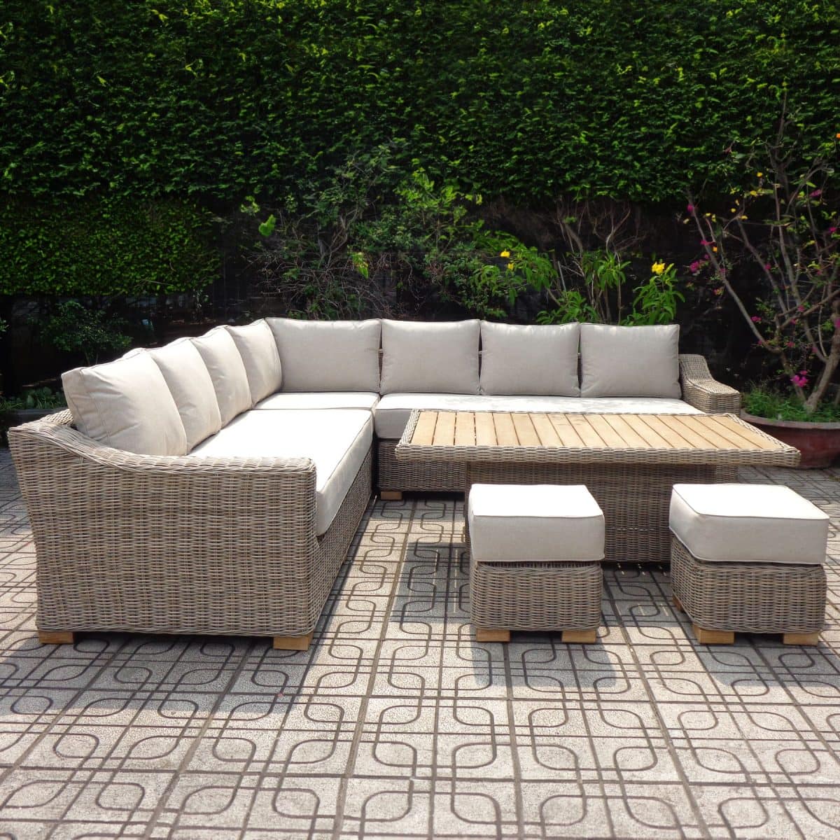 Highgrove Collection Corner Sofa Set with Height Adjustable Table + 2 Stools