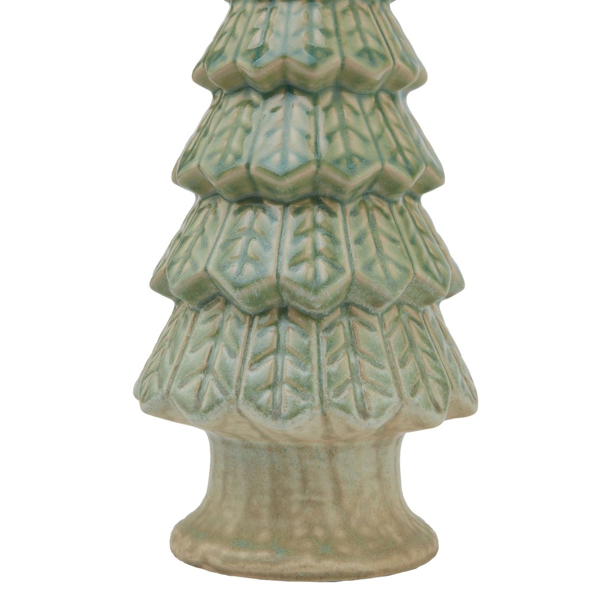 Light Green Ceramic Fir Tree With Base - 12cm x 12cm x 29cm