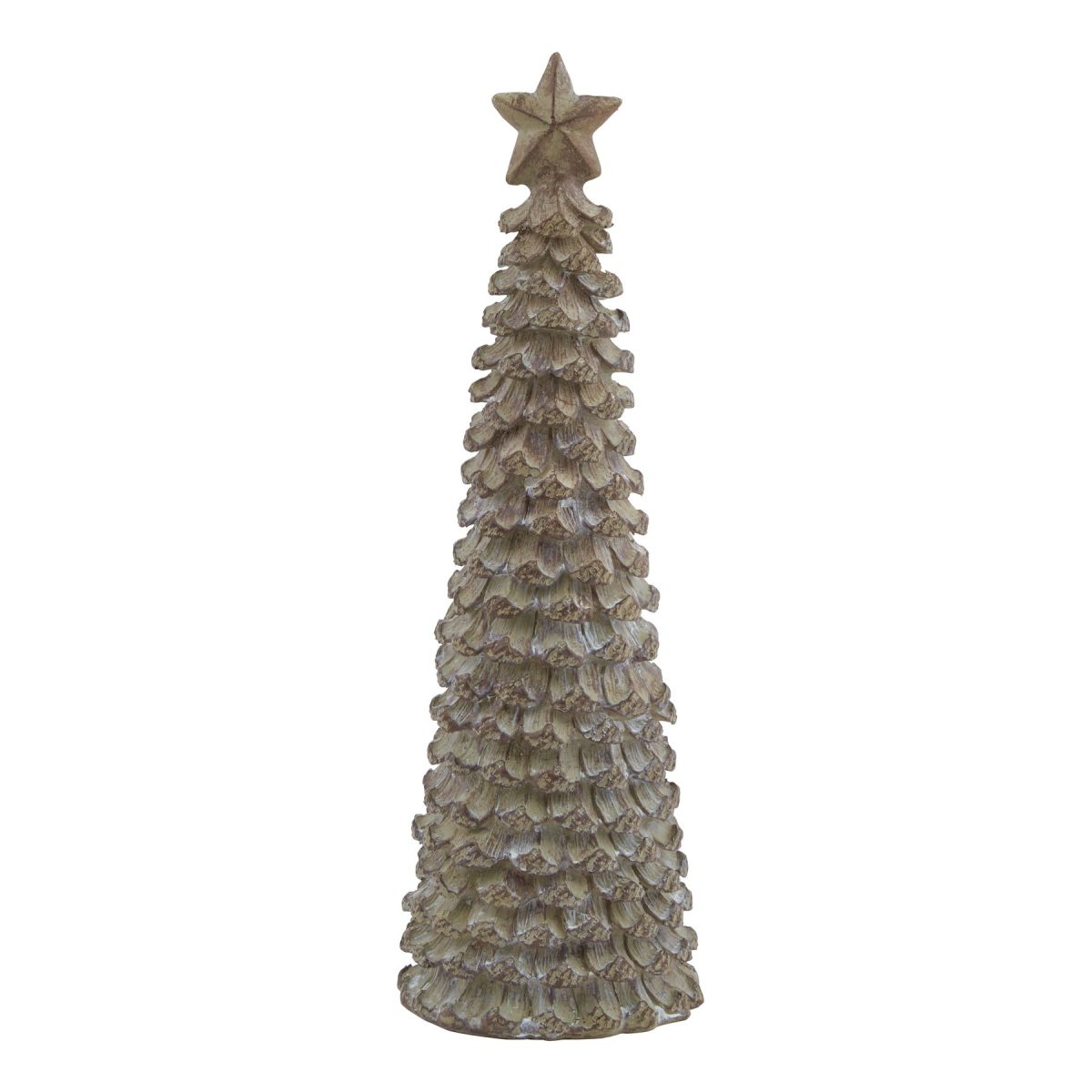 Medium Beige Cedar Tree With Star - 8cm x 8cm x 26cm
