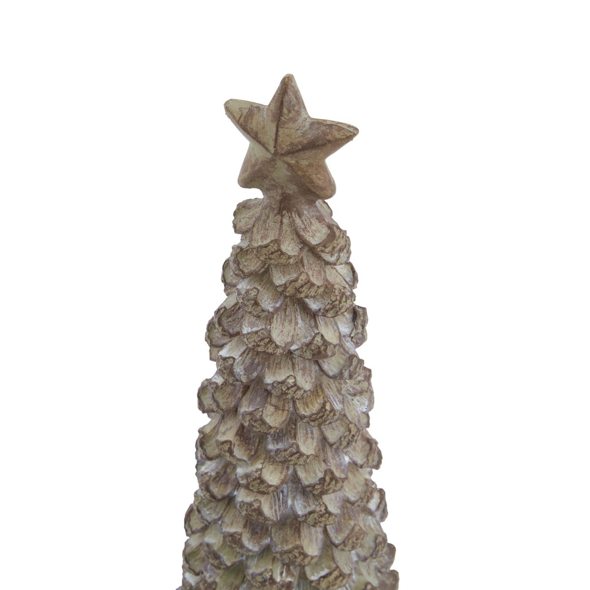 Medium Beige Cedar Tree With Star - 8cm x 8cm x 26cm