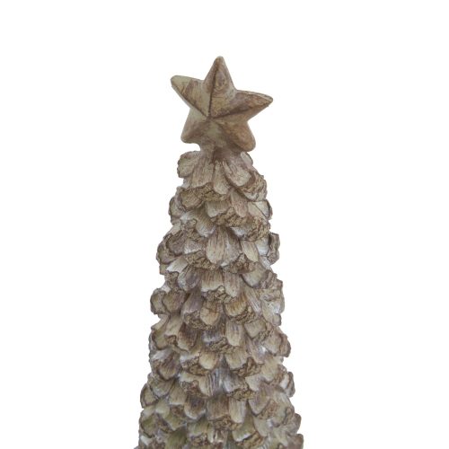 Medium Beige Cedar Tree With Star - 8cm x 8cm x 26cm